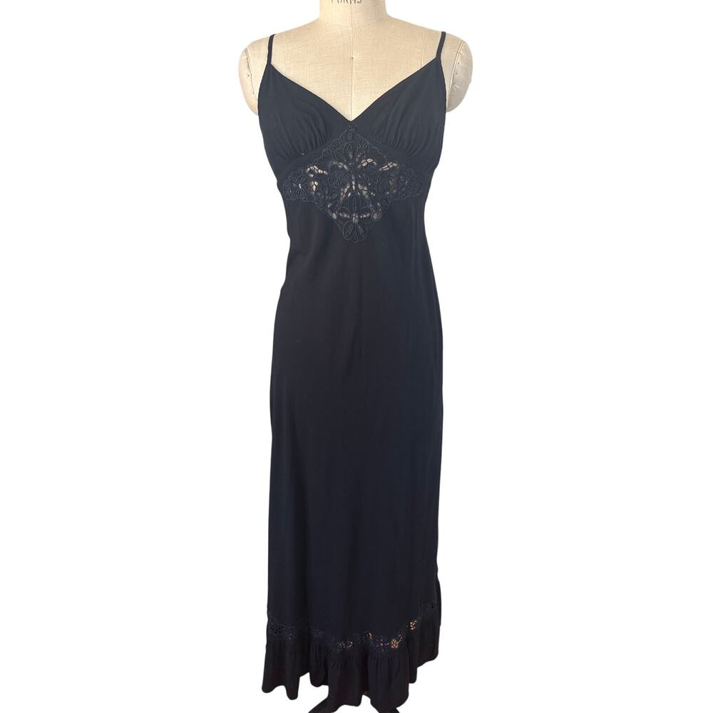 ULUWATU Sundress with Balinese Lace in Black Maxi Long Size Medium